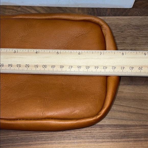 Sarge Cognac Leather Travel Work Academic Neutral Bag Zip Close Compact Organize - Picture 14 of 14